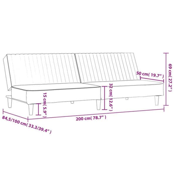 vidaXL 2-sits bäddsoffa ljusgrå sammet 375926