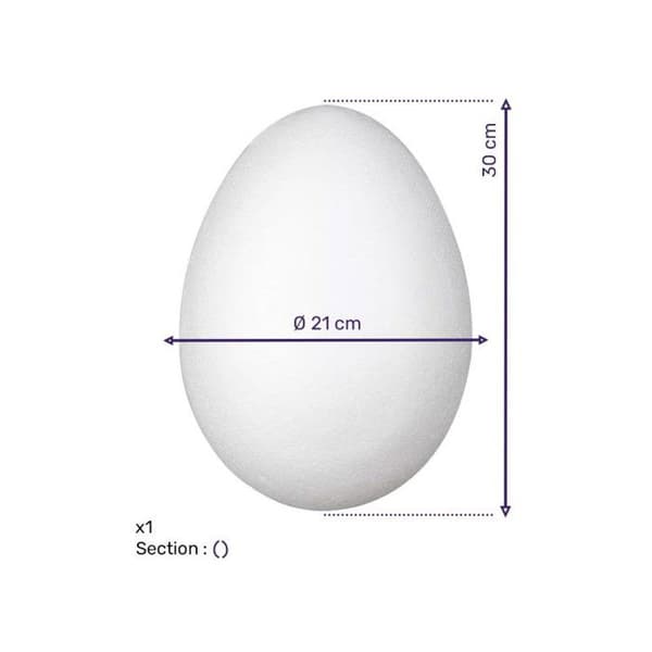 Polystyrenägg, 2 delar, 2 halvklot, höjd 30 cm