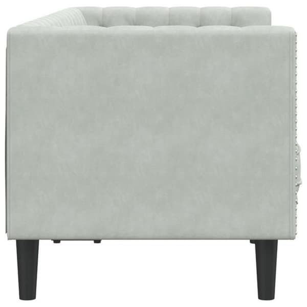 vidaXL Chesterfield-soffa med kuddar 2-sits ljusgrå sammet, soffa, stoppad soffa, 2-sits soffa, 372683