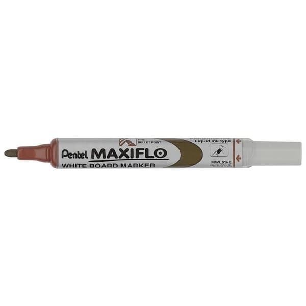 Whiteboard marker - PENTEL - MAXIFLO - Conical tip 4,0 mm - Brown ink - Push button re-inking