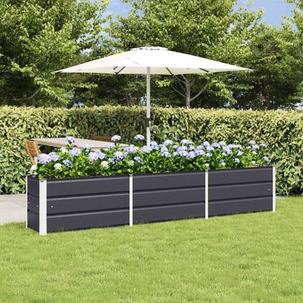Jardinière - VIDAXL - 240 x 40 x 45 cm - Antracit - Stål - Rektangulär