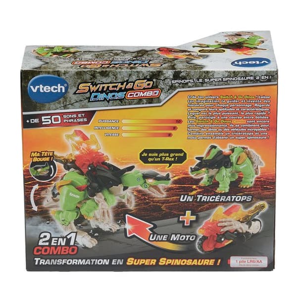 VTECH - SWITCH & GO DINOS KOMBO - SPINOPS, DEN SUPER SPINOSAURUS 2 I 1 - Flerfärgad