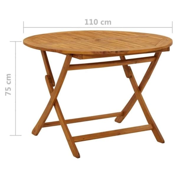 vidaXL Fällbart trädgårdsbord 110 cm Massivt akaciaträ