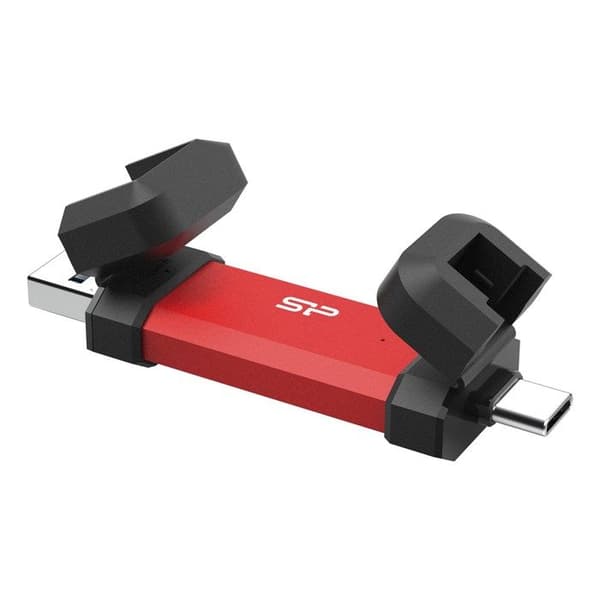 Extern SSD - SILICON POWER - DS72 - 1 To - USB 3.2 Gen 2 (Typ-A/Typ-C) - Röd