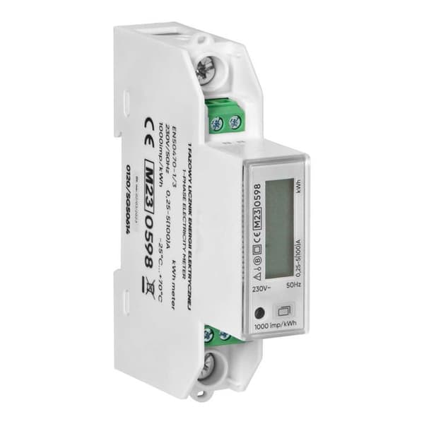 Modulär Enfasad Mätare 100a - 230v - 1 Modul - Certifierad Mid - Med Digital Display