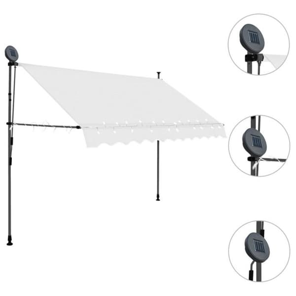vidaXL Manuell infällbar markis med LED 300 cm Cream