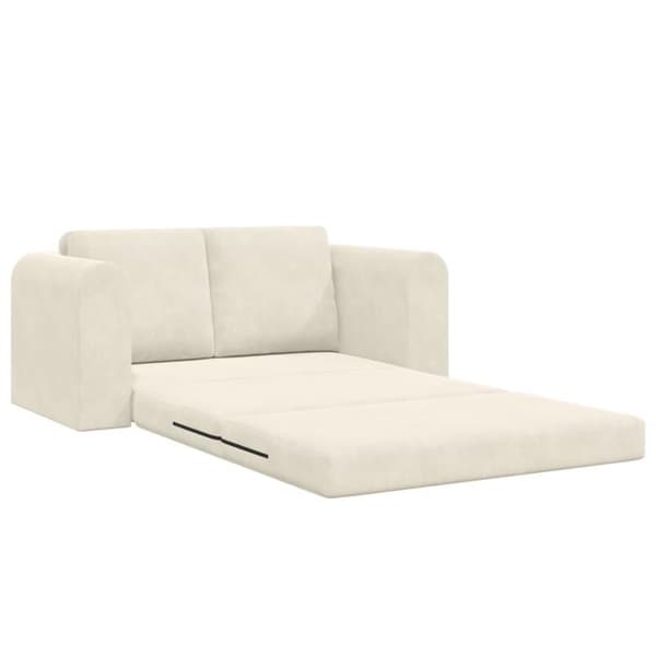 Sängsoffa på golvet 2 i 1 Kräm 148x71x83 cm Sammet