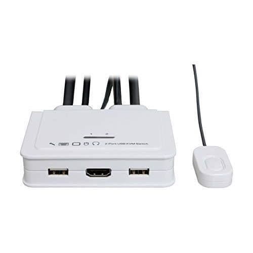 InLine KVM-switch 2 portar HDMI 4K USB med ljud och integrerade kablar - Vit