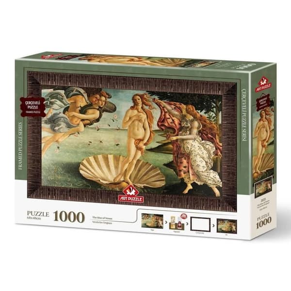 Koffert: Ram, Lim och 1000-bitars pussel: Venus uppstigning, Sandro Botticelli