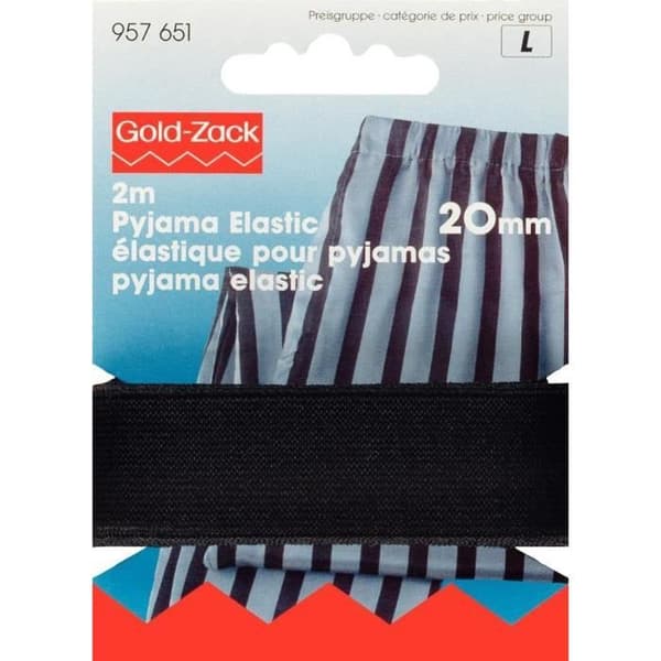 Elastisk - PRYM - Pyjamass elastisk - 20 mm x 2 m - Svart - Oeko-Tex certifierad