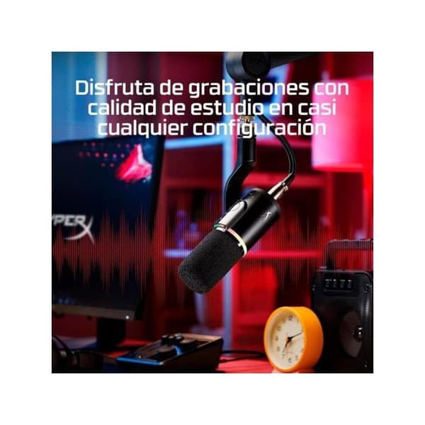 HyperX FlipCast USB/XLR dynamisk mikrofon med svart armpod.