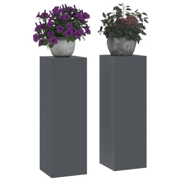 Stöder för utomhusväxter Pelare 2 st Antracit 24x24x75 cm Stål