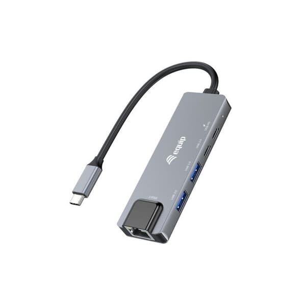 Equip 5 i 1 multifunktionell USB-C-adapter 2.5GbE 100W PD grå