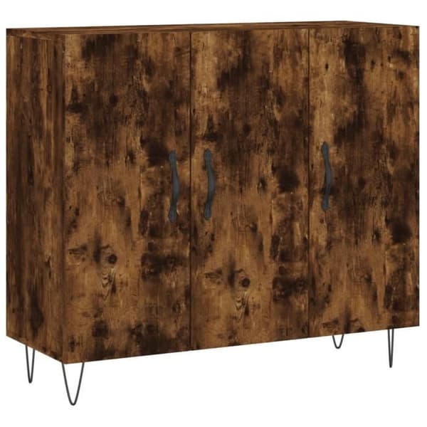 vidaXL Buffé rökt ek 90x34x80 cm ingenjörsträ 828105