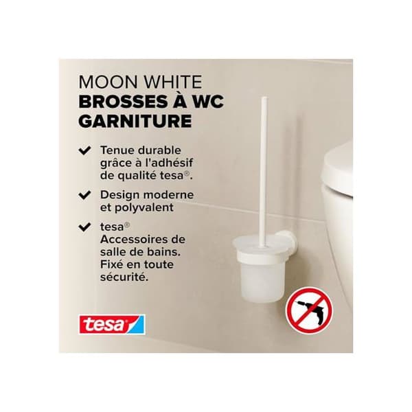 Ensemble WC - Tesa - MOON WHITE - Matt Vit - Satinerat Glas - Utan Borrning