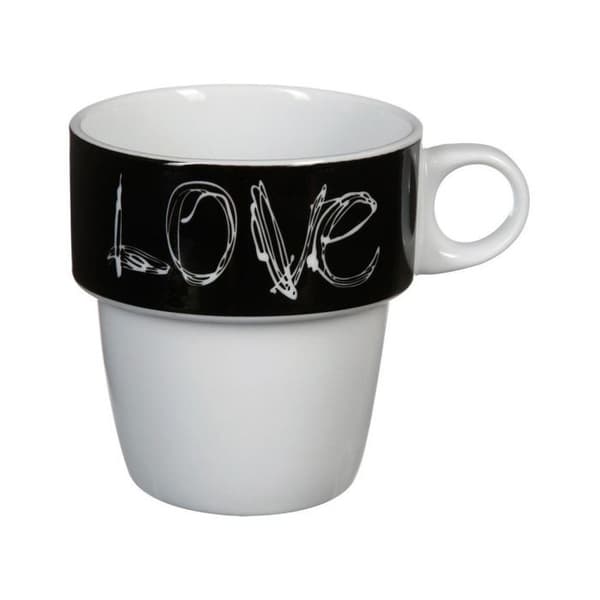 Mugg - Kärlek - Set om 6 - Metallstöd - Stapelbar - Modern design