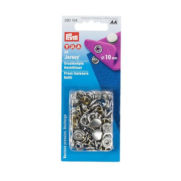 Tryckknappar - PRYM - Jersey - 10 mm - Silver - 20-pack