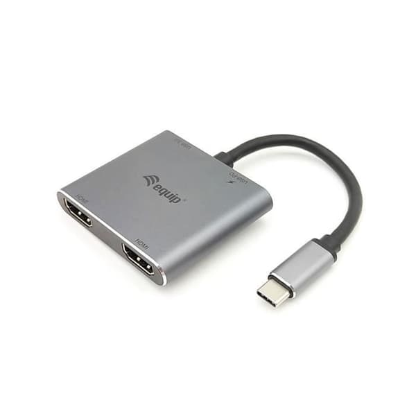 USB-hubb - EQUIP - 133484 - 4K - USB 3.0 - 100W USB PD - Grå