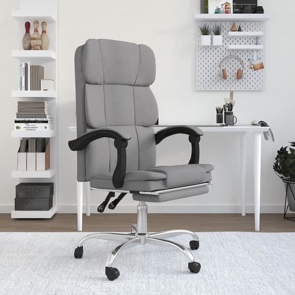 349627 vidaXL Office Recliner ljusgrå tyg