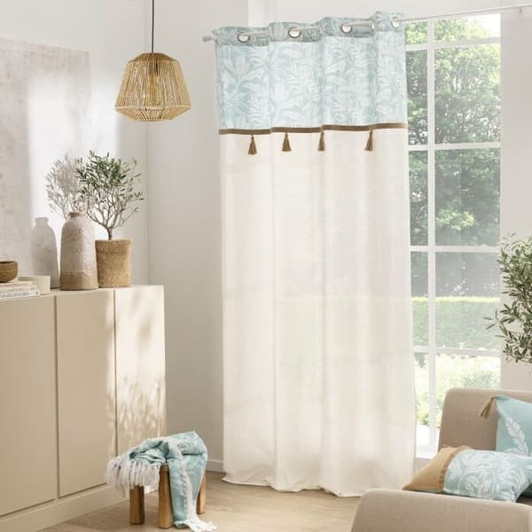 Gardiner med öljett 140 x 240 cm bomull/polyester + pompon Hera