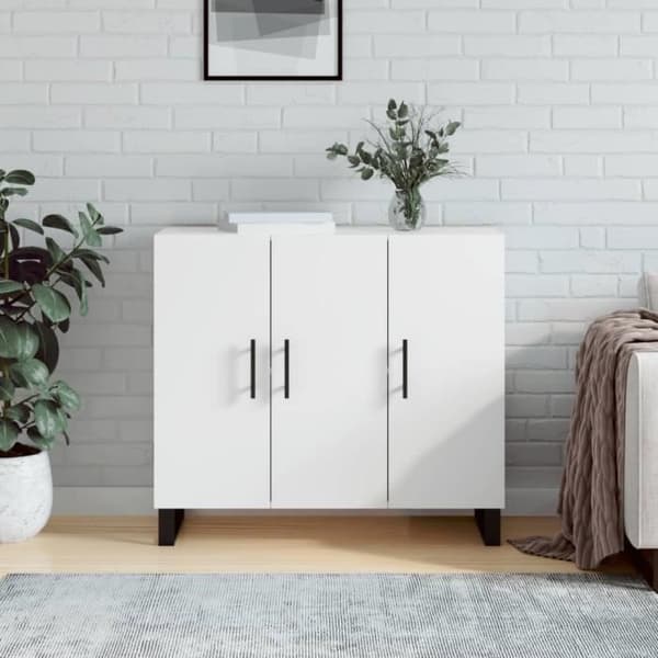 vidaXL Buffé vit 90x34x80 cm ingenjörsträ 828132