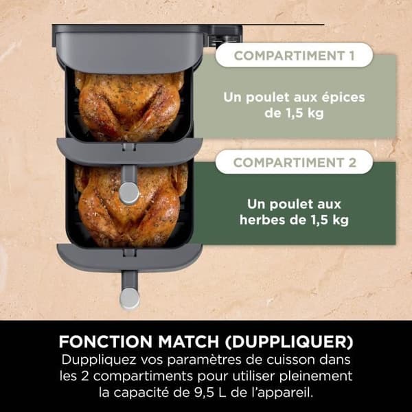 NINJA luftfritösk - Double Stack XL SL400EU - Kapacitet 9,5L - 6 matlagningsprogram - 2470W