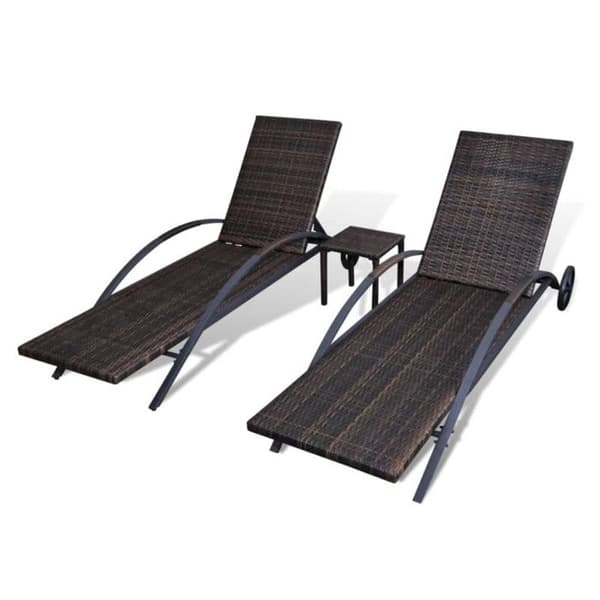 vidaXL Lounge stolar med bord polyrotting brun