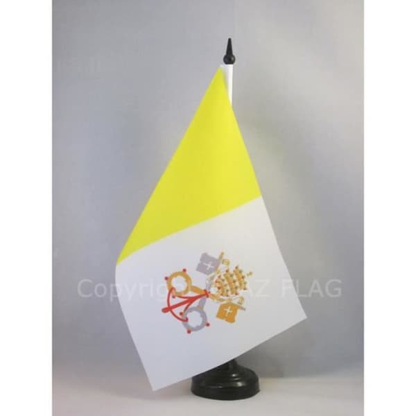 Bordflagga - AZ FLAG - Vatikanen 21x14 cm - Polyester - Svart plastbas - Rektangulär