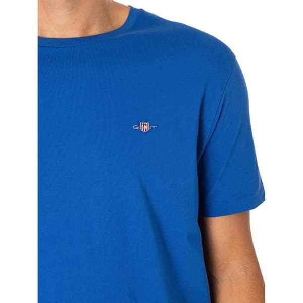 T-shirt Regular Med Sköld - GANT - Herr - 100% Bomull - Blå