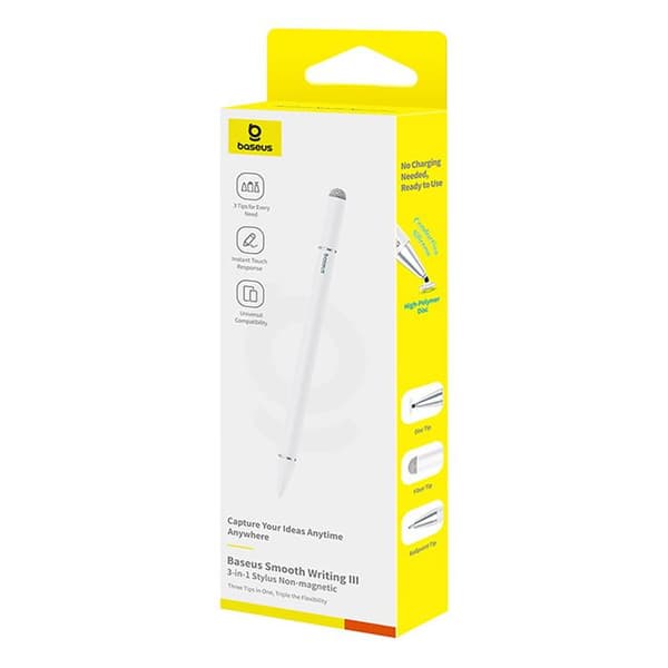 Passiv 3-i-1 stylus - HENDI - Smooth Writing III - Magnetisk - Aluminium - Vit