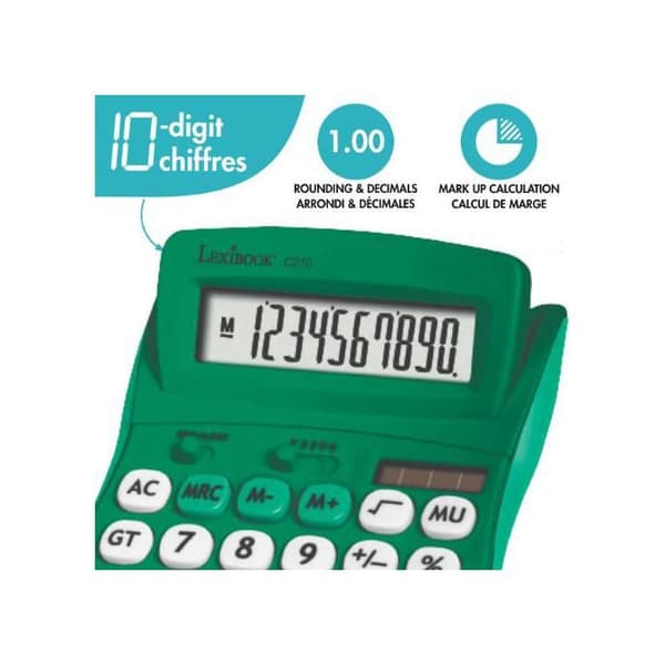 Grön skrivbordskalkylator 10 siffror
