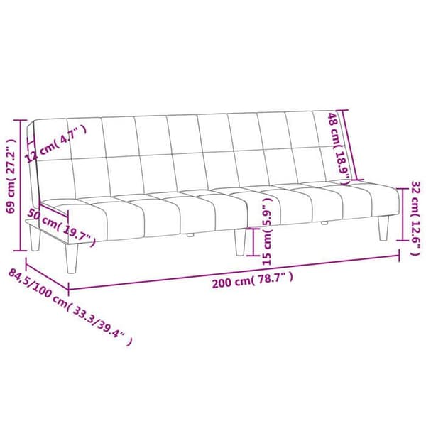 vidaXL 2-sits bäddsoffa sammetsblå 375840
