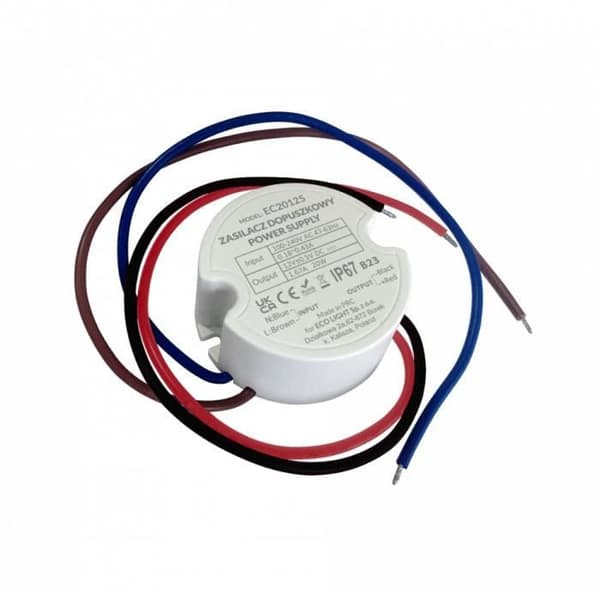 Inbyggd LED-transformator - ECOLIGHT - 20W - 12V - IP67 - Utomhus