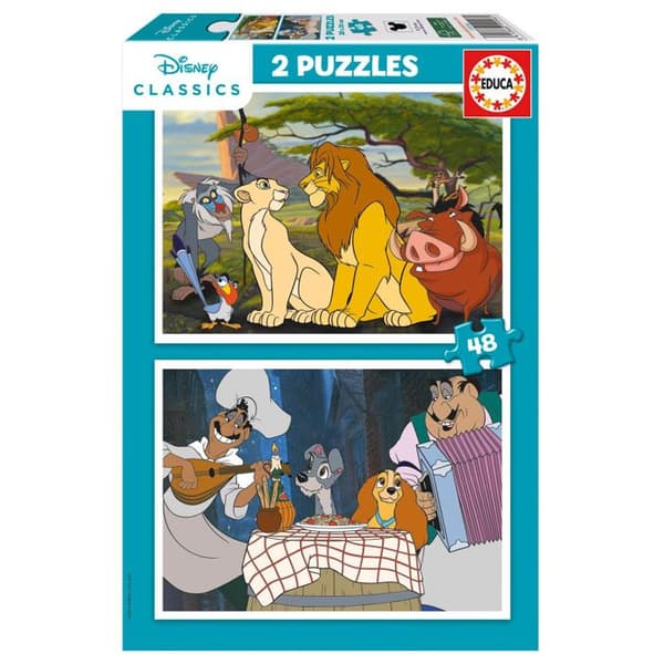 pussel 2 X 48 - Disney-djur - EDUCA BORRAS - Blå - Från 3 år