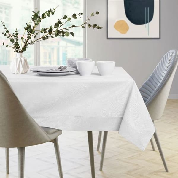 Bordduk - Gaia - Vit - Pressad växt - 140 x 280 cm