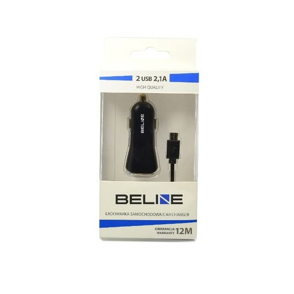 Biline Bil Laddare 2Xusb + Microusb 2.1A Svart
