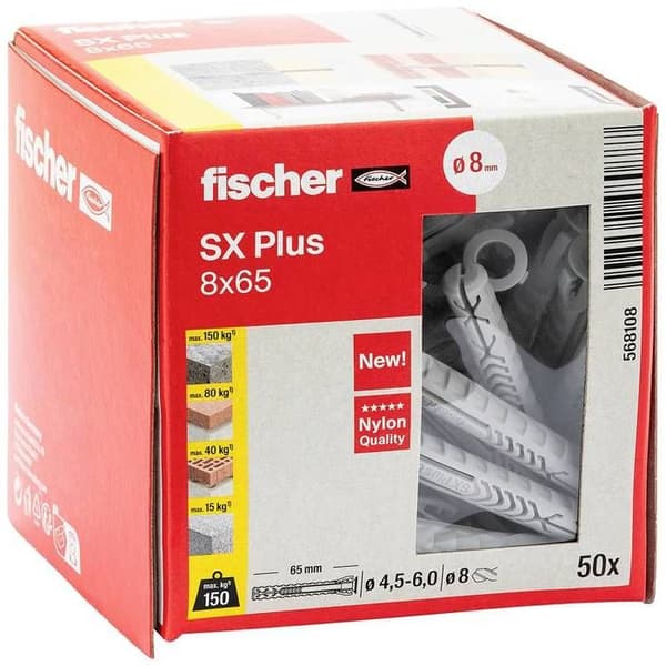 Fischer 568108 SX Plus Expansionsplugg 65 mm 8 mm 50 st.