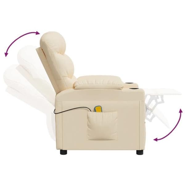 vidaXL Massagefåtölj Kräm Tyg 348091