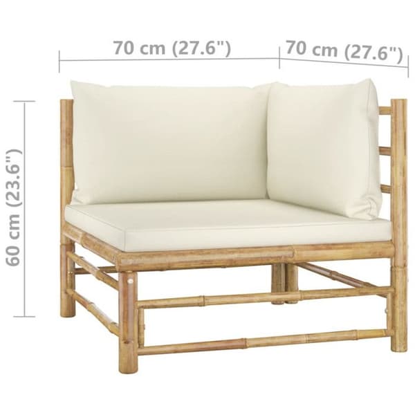 Trädgårdsmöbler - vidaXL - 2 st - Bambu - Kuddar i krämvitt - Modulär och elegant