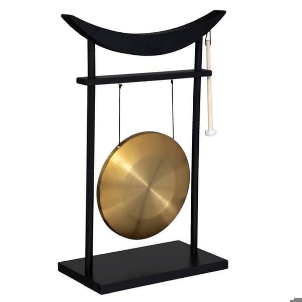 Gong Toa H.69,5cm metall och trä
