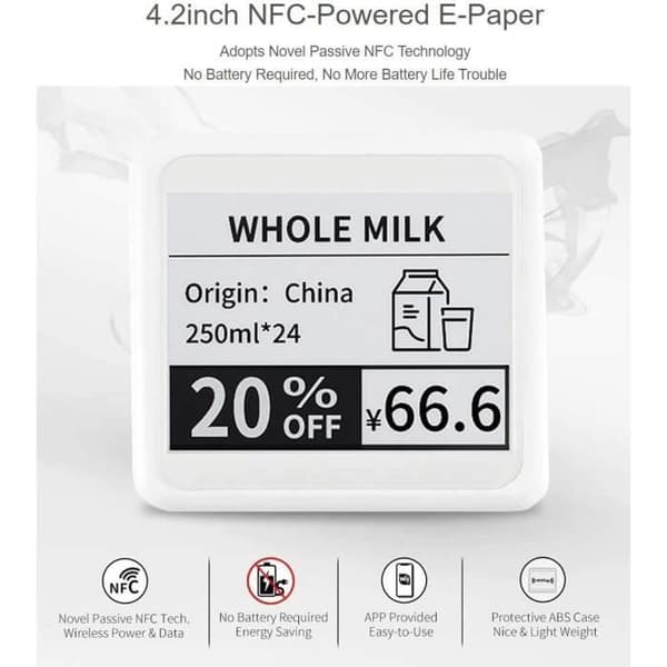 IBest 4,2 tum passiv NFC-driven e-pappers svartvitt e-bläckdisplay