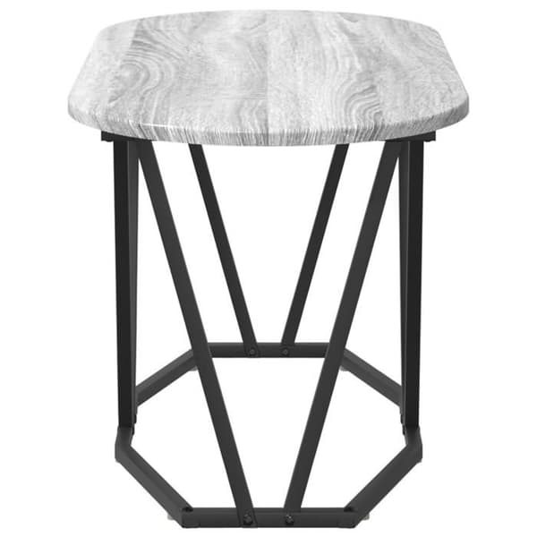 Soffbord - Grå Sonoma - Oval - Ingenjörsträ - Svart Metall
