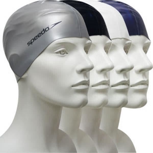 Badmössa - SPEEDO - Vanlig platt silikonkeps - Vit - Unisex - Simning