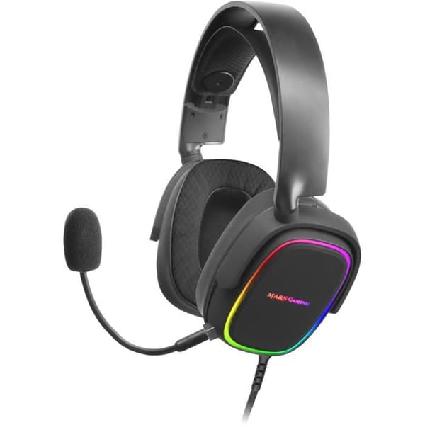 Gaming Headset - Mars Gaming - MHAX Black - RGB Multi-platform - Removable Microphone - 53mm HiFi
