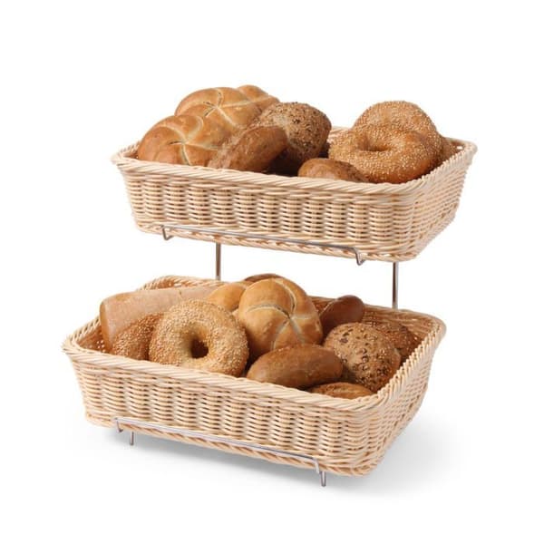 Brödkorgshållare - GN1/2 - rektangulär - 2 korgar - kromat stativ - 360x280x90mm