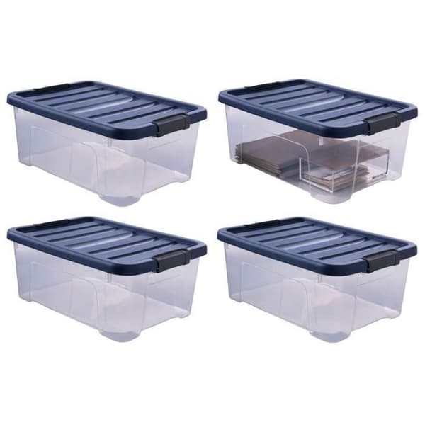 Förvaringslåda - SUNDIS - WAVE BOX - 10 L - Transparent - 4-pack