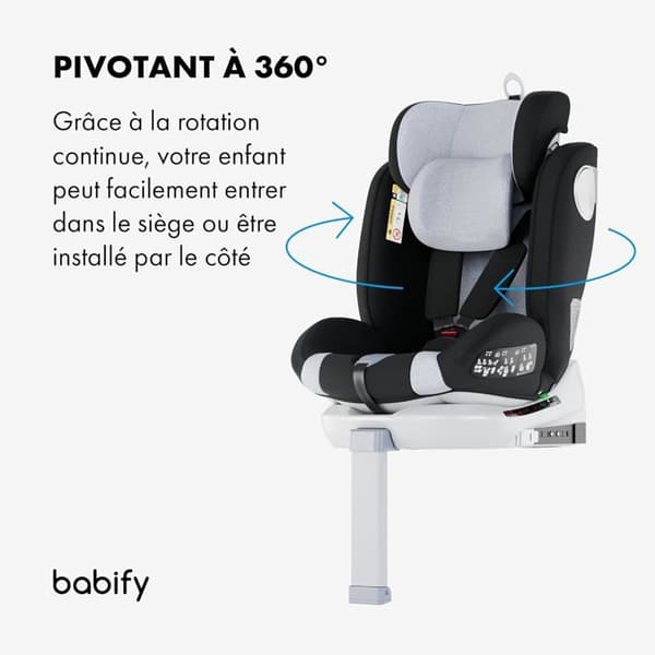 Babify Bilbarnstol 0-36 Kg Svängbar 360° Isofix Grå Lutbar
