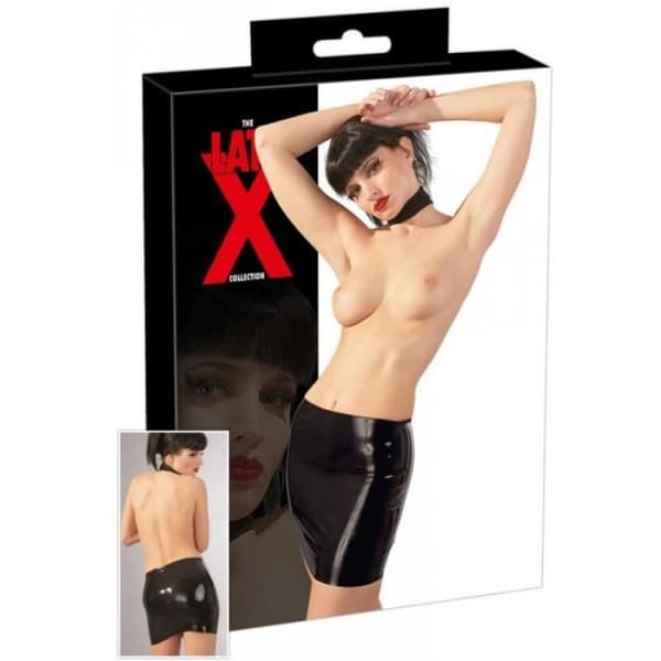 Svart Latex Mini Kjol - S