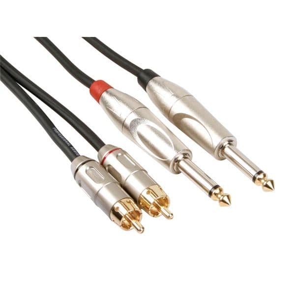 Kabel 2 Jack 6,35 hanar 2 RCA hanar 5m.