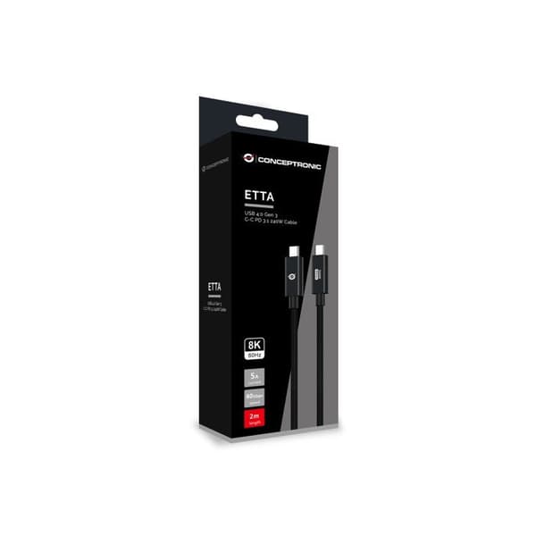 USB-C 4.0-kabel - CONCEPTRONIC - 2,00 m - 5 A - 40 Gbps - Svart